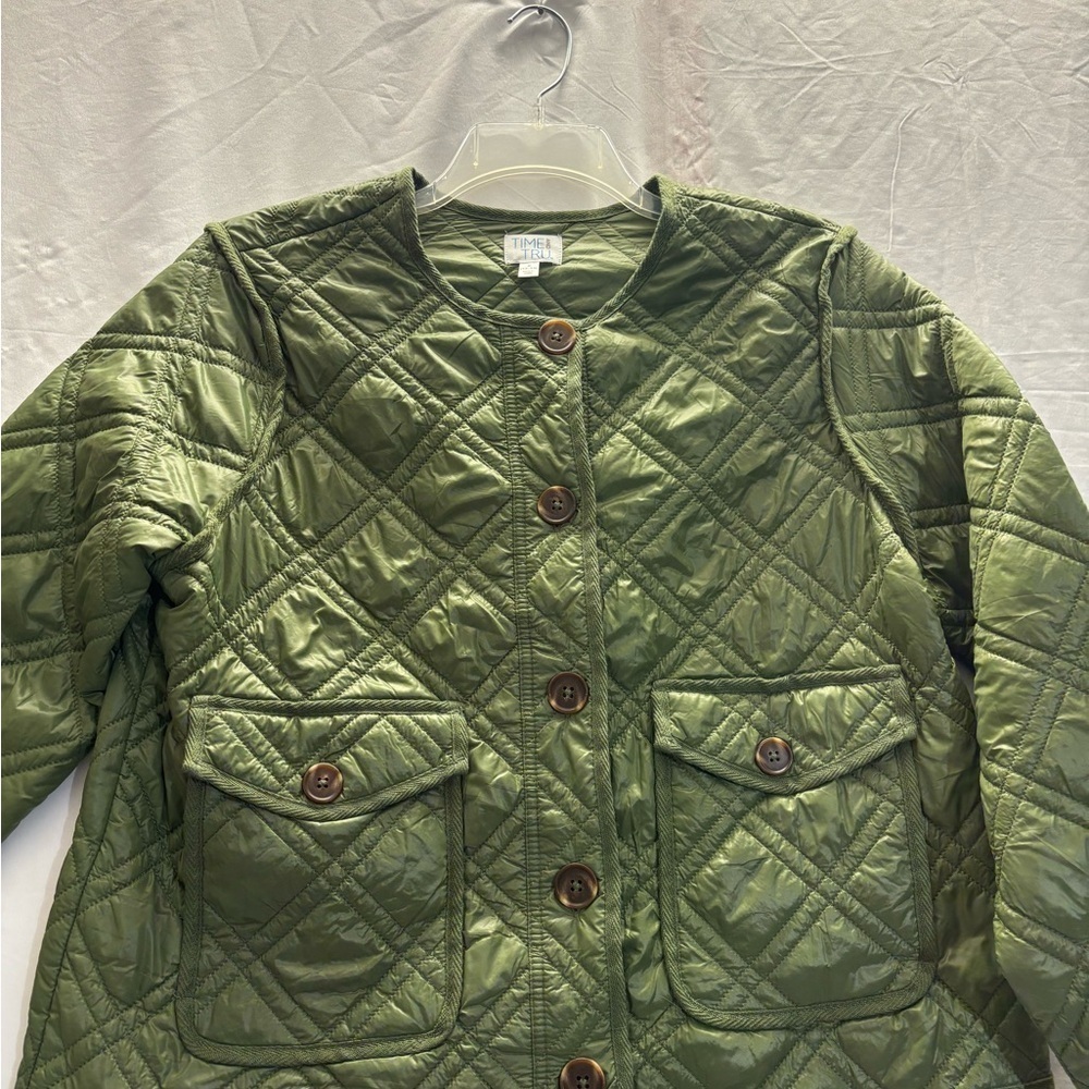 Time and Tru Olive Quilted Jacket